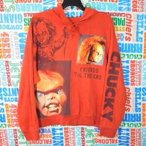 Chucky Childs Play Patchwork Graphic Hoodie Size XL Pullover Red Horror Movie